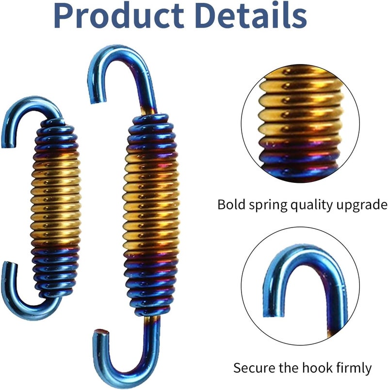 Jitrendo 1 Pack 2 Pcs Motorcycle Exhaust Pipe Spring, Exhaust Pipe Active Spring Fastener,Universal For Motorbike Scooter Atv (Multicolored) - Image 4